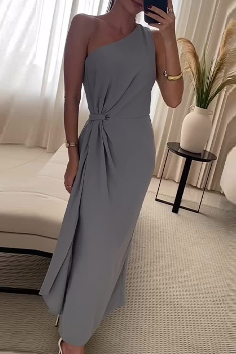 Delia® | Sexy ruffled irregular drop shoulder long dresses