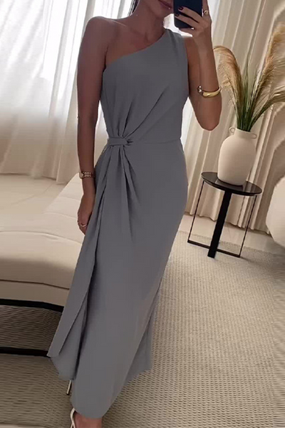 Delia® | Sexy ruffled irregular drop shoulder long dresses