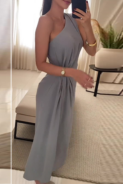 Delia® | Sexy ruffled irregular drop shoulder long dresses