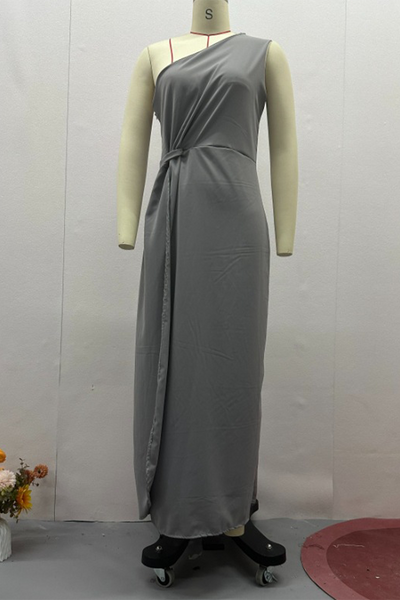 Delia® | Sexy ruffled irregular drop shoulder long dresses