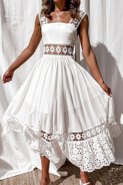 Danna® | Casual Daily Lace Patchwork Sling Square Neck Dresses