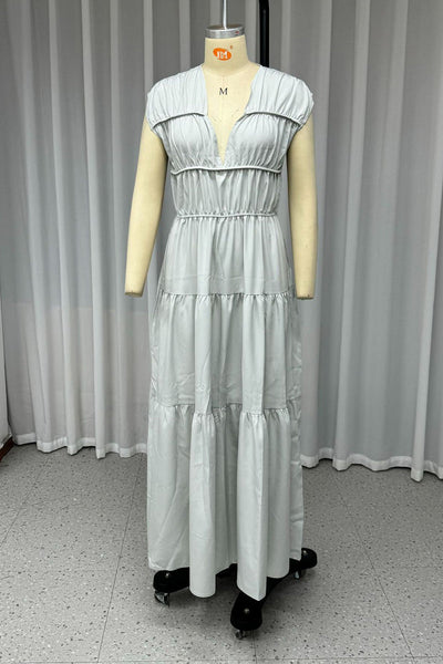 Daniela® | Casual V-neck sleeveless patchwork dresses