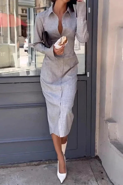 Sofia® | Casual shirt dresses with buckle and turn-down collar