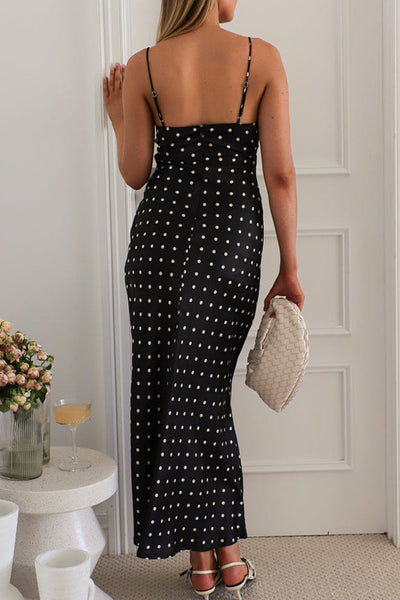 Rosario® | Sexy polka dot patchwork contrast V-neck long dresses