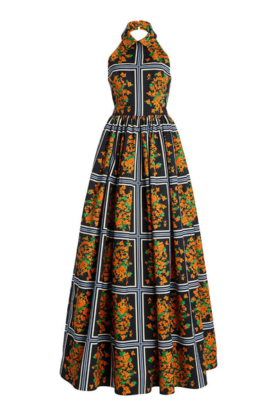 Patricia® | Elegant halterneck dresses with floral print and contrasting one-step skirt