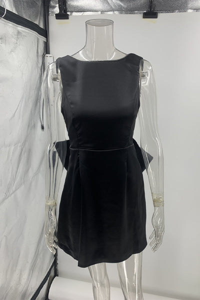 Paloma® | Sexy party evening dresses with backless bow decoration and O-neck