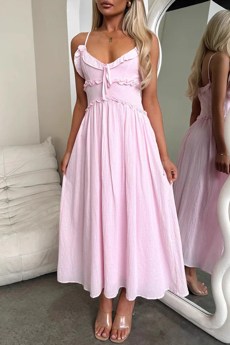 Noemí® | Sexy sling dresses with ruffles and V-neck and lacing