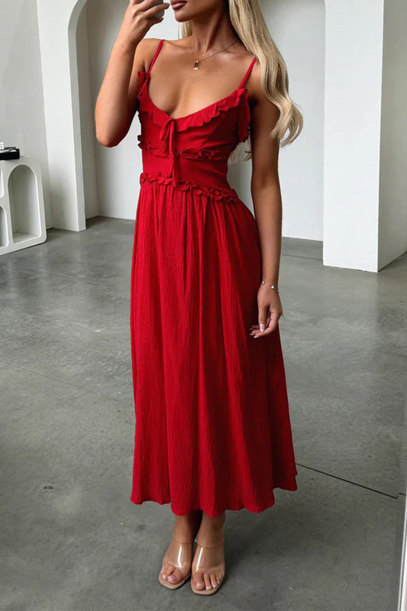 Noemí® | Sexy sling dresses with ruffles and V-neck and lacing