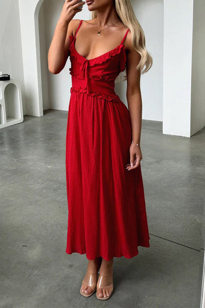 Noemí® | Sexy sling dresses with ruffles and V-neck and lacing