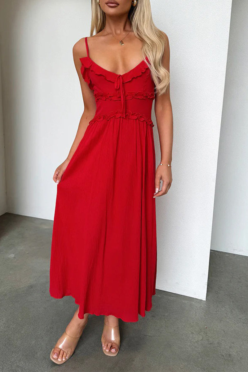 Noemí® | Sexy sling dresses with ruffles and V-neck and lacing