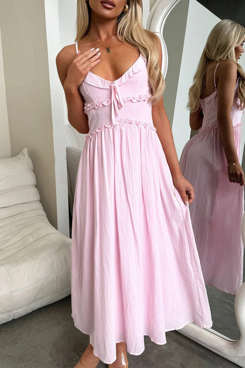 Noemí® | Sexy sling dresses with ruffles and V-neck and lacing