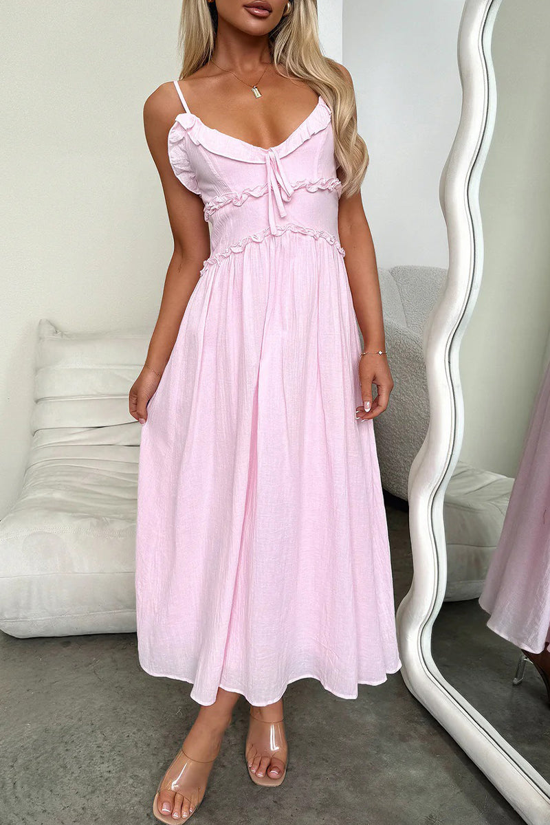 Noemí® | Sexy sling dresses with ruffles and V-neck and lacing