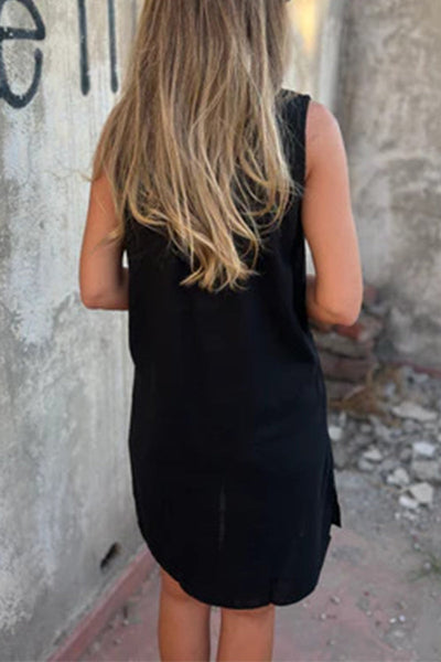 Nélida® | Casual Sleeveless Pocket Button V-Neck Dresses (4 Colors)