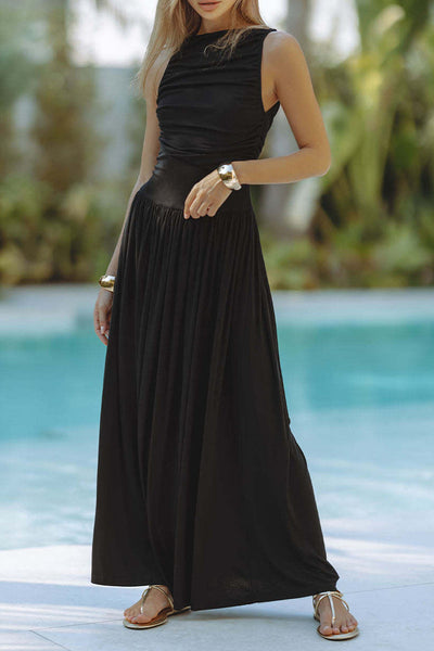 Lourdes® | Casual Ruched O-Neck Sleeveless Dresses (3 Colors)