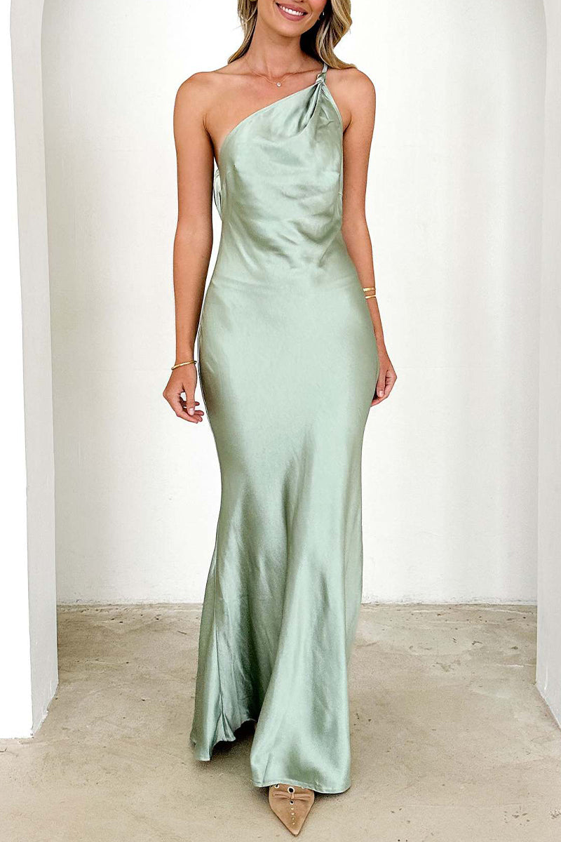 Juliana® | Sexy backless adjustable long dresses with slanted shoulder