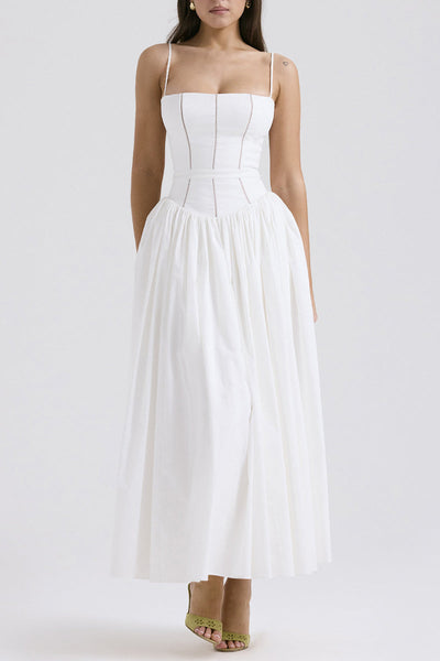 Johana® | Elegant patchwork sling dresses with square neckline