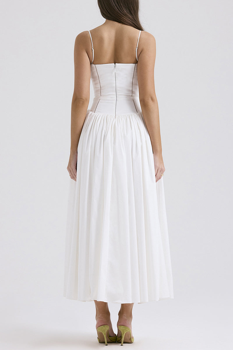 Johana® | Elegant patchwork sling dresses with square neckline
