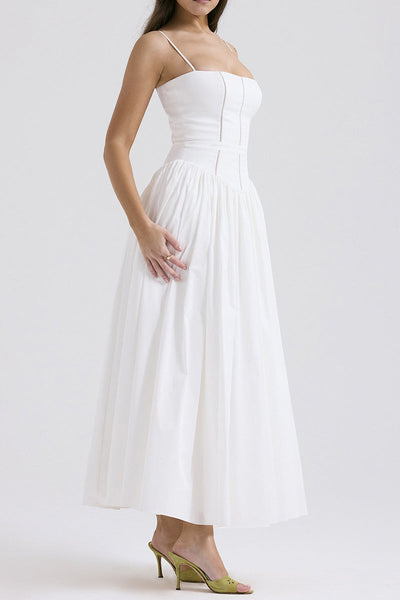Johana® | Elegant patchwork sling dresses with square neckline