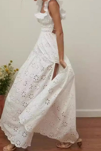 Gabriela® | Sexy lace lace up dress with backless slit and scoop neck, sleeveless dresses