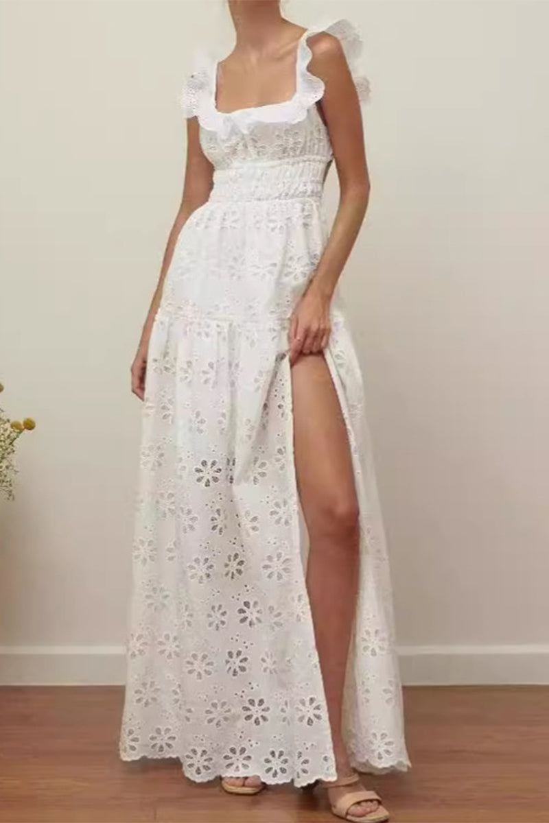 Gabriela® | Sexy lace lace up dress with backless slit and scoop neck, sleeveless dresses