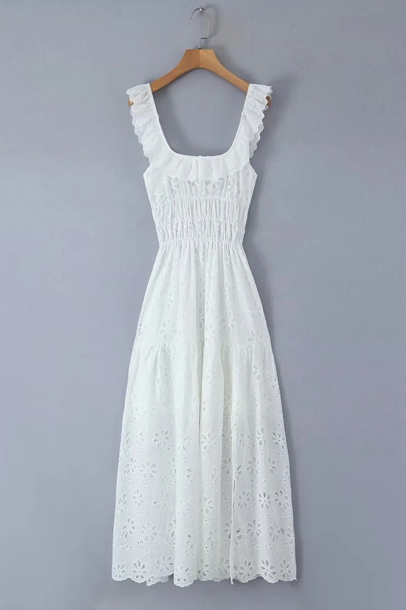 Gabriela® | Sexy lace lace up dress with backless slit and scoop neck, sleeveless dresses