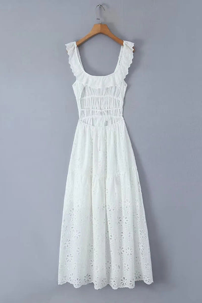 Gabriela® | Sexy lace lace up dress with backless slit and scoop neck, sleeveless dresses