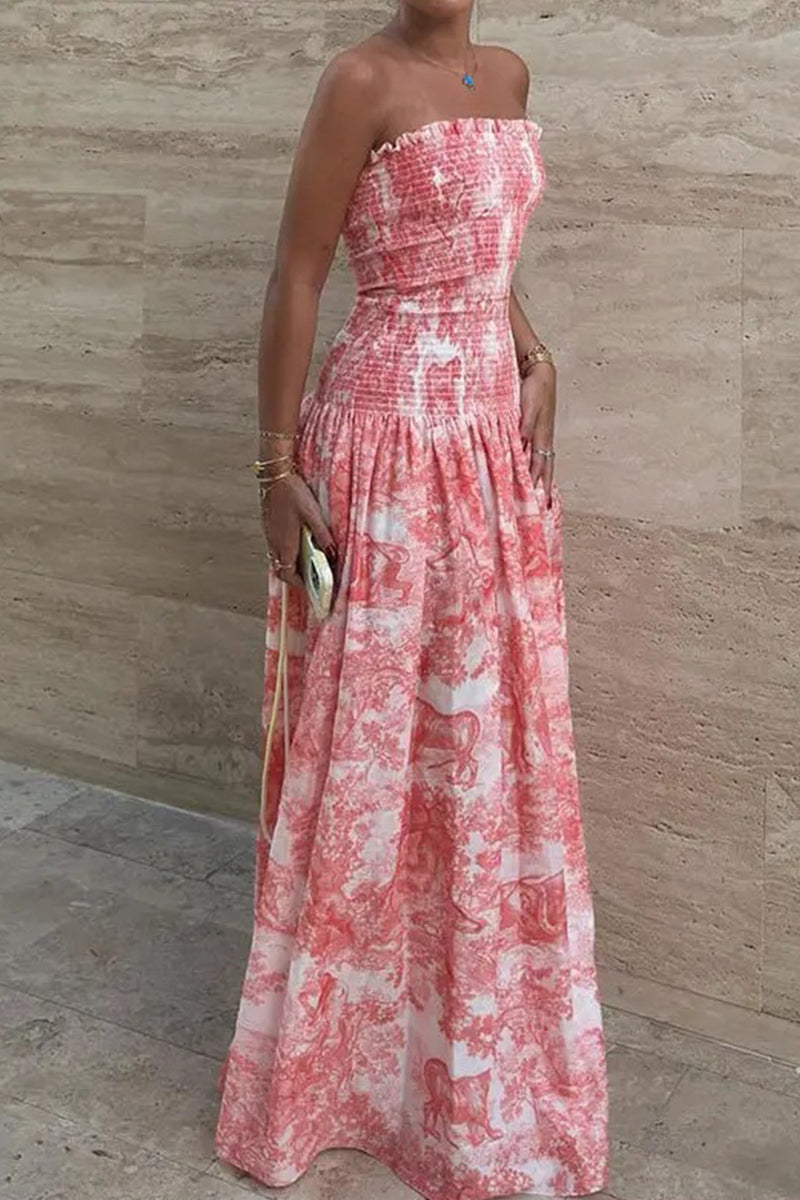 Esther® | Sexy sling dresses with floral print and contrast square neckline