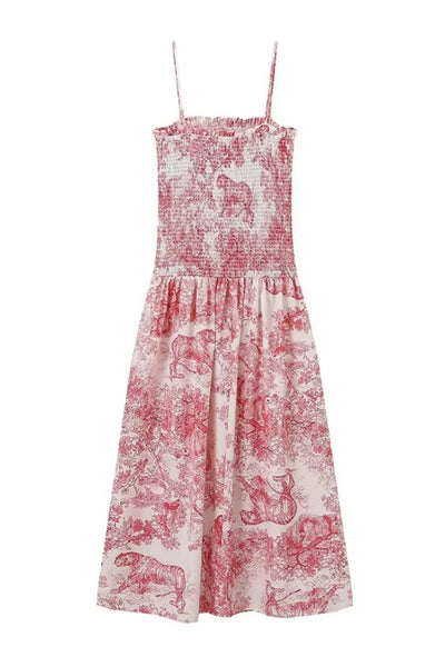 Esther® | Sexy sling dresses with floral print and contrast square neckline