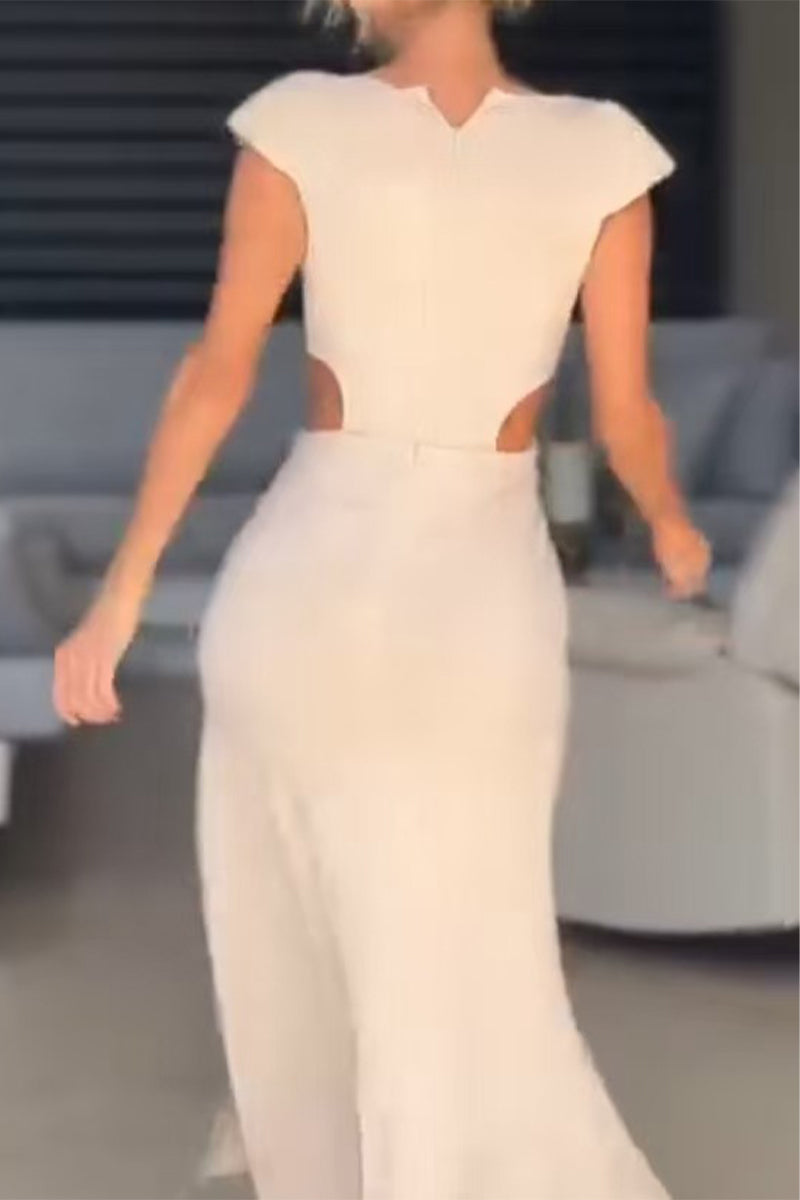 Dalia® | Sexy floral evening dresses with slit and ruffles and V-neck