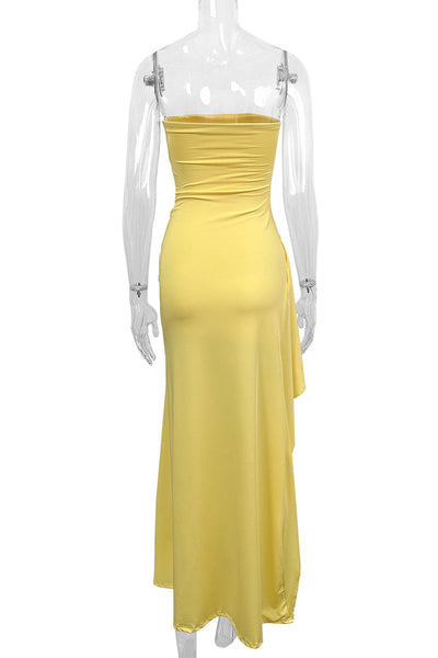Bianca® | Sexy strapless evening dresses with slit and flounce