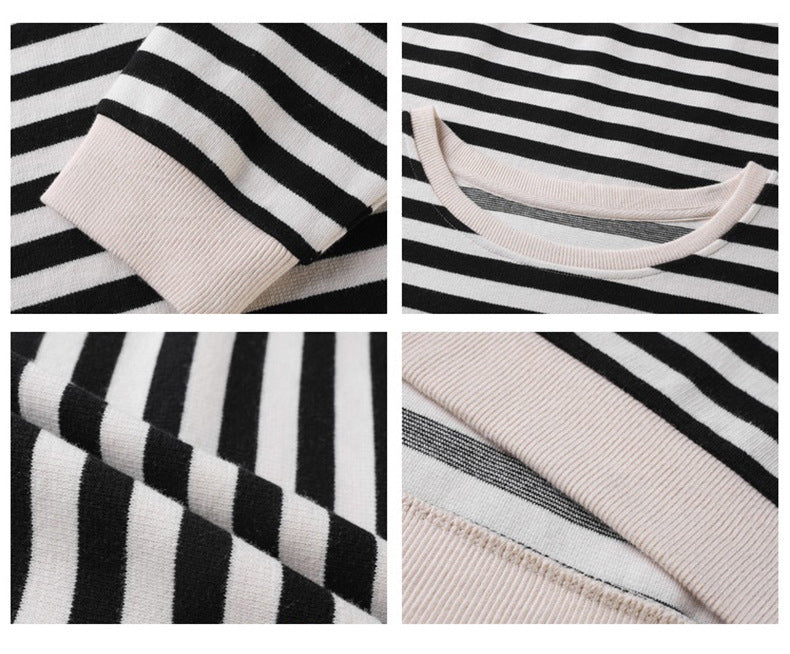 Brenda® | Retro striped long sleeve blouse