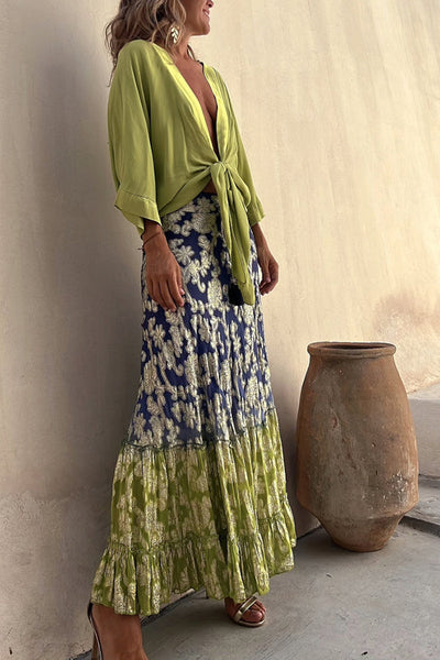 Amelia® | Summer Mood relaxed satin blouse with tie front
