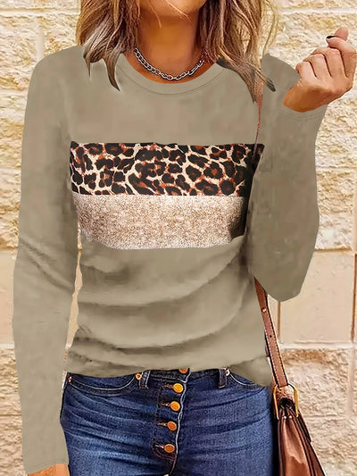 Agustina® | Women's leopard print long sleeve shirt