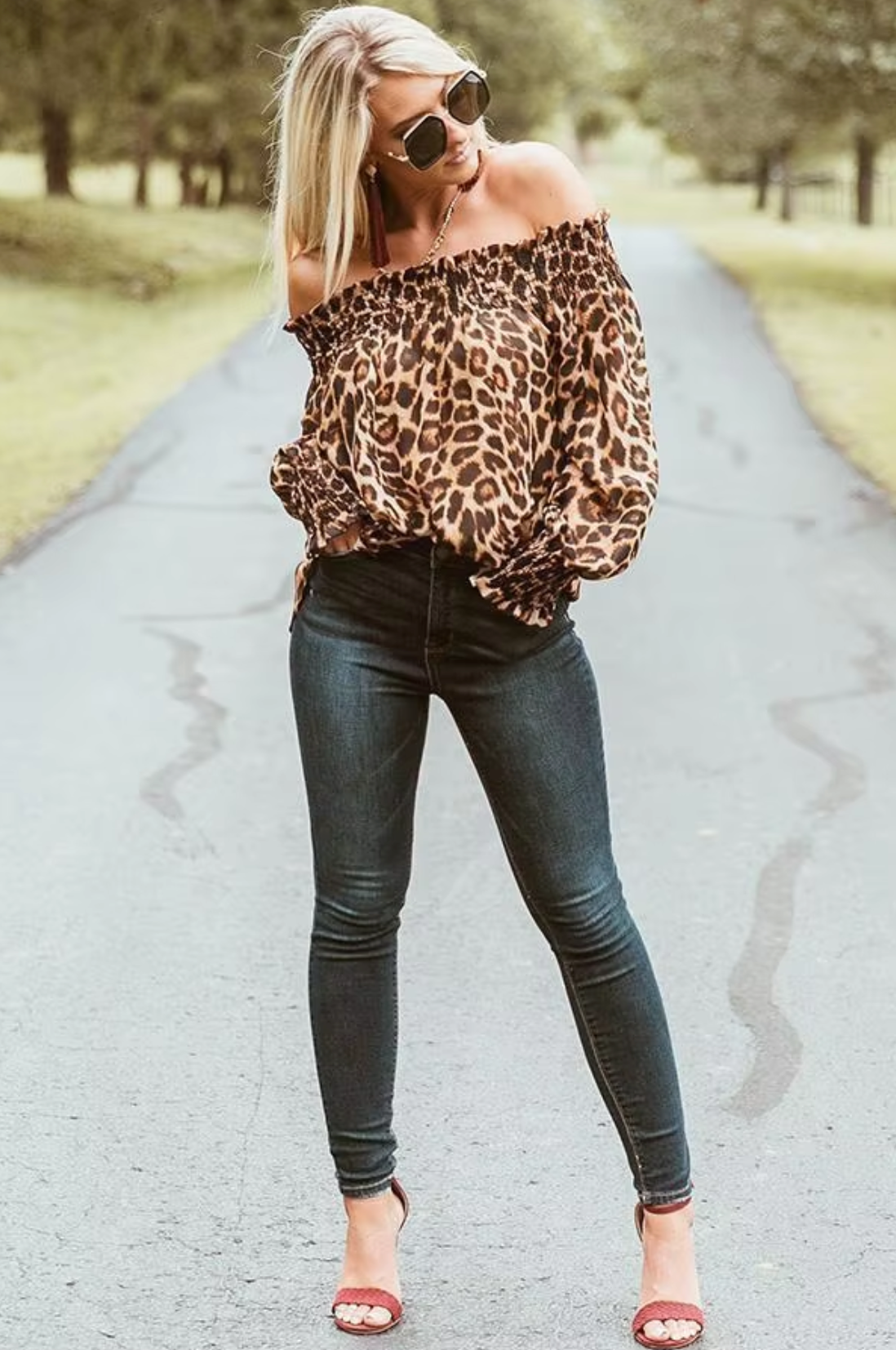 Alondra® | Leopard print long sleeve shirt