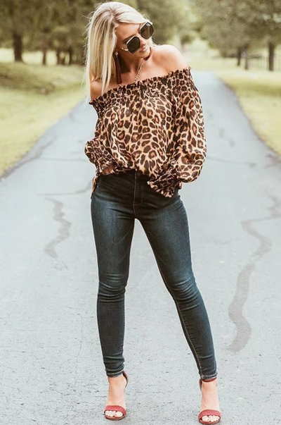 Alondra® | Leopard print long sleeve shirt