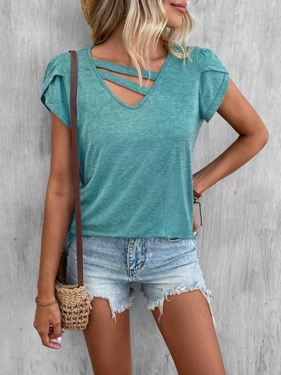 Ariana® | Asymmetrical T-shirt with petal sleeves