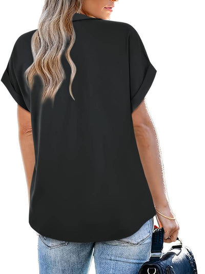 Adriela® | Casual Summer Shirt With Turn-Down Collar For Women