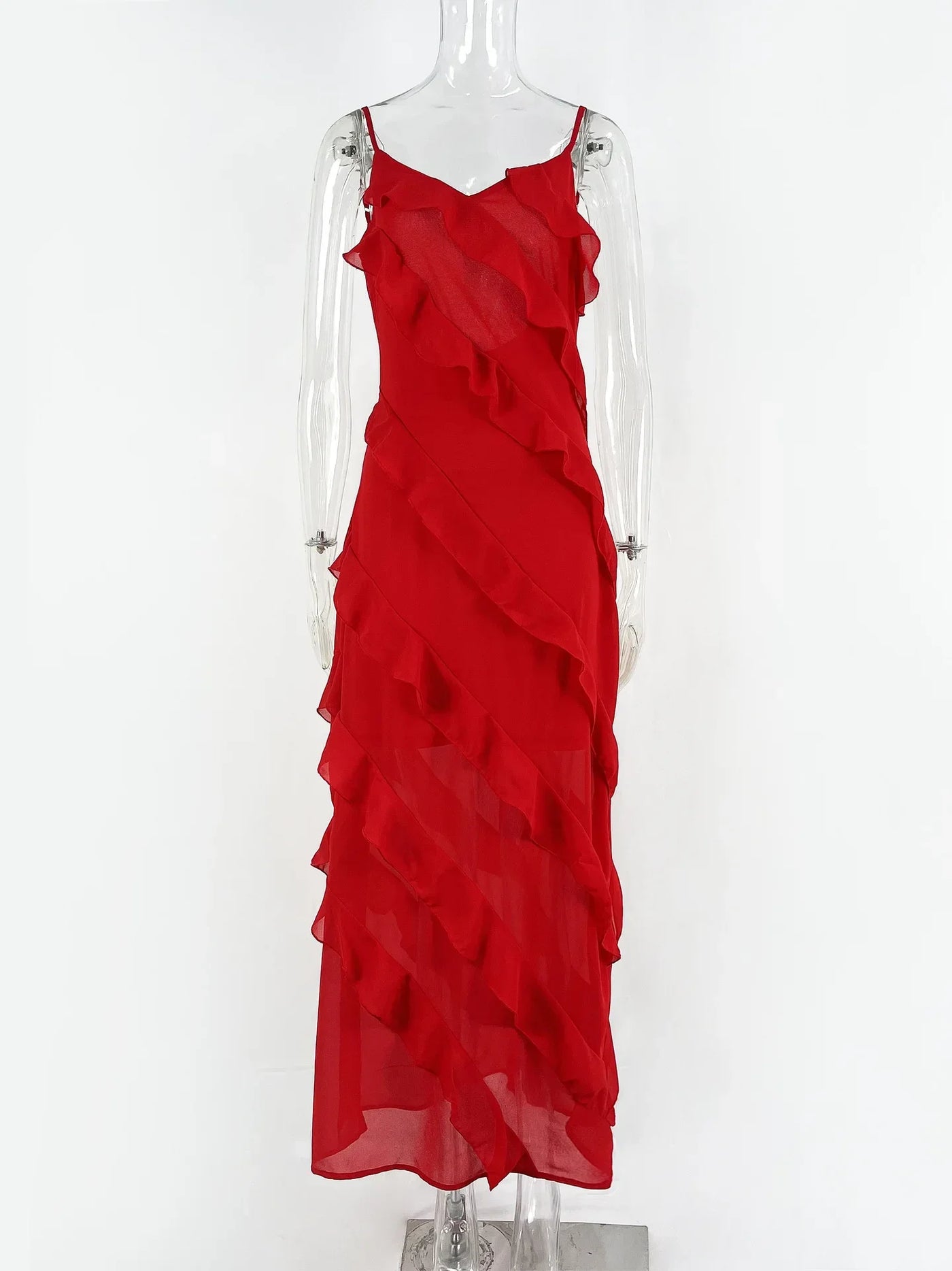 Cunegunda® | Red Chiffon Slip Dresses For Women