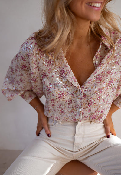 Angela® | Printed long sleeve collared shirt