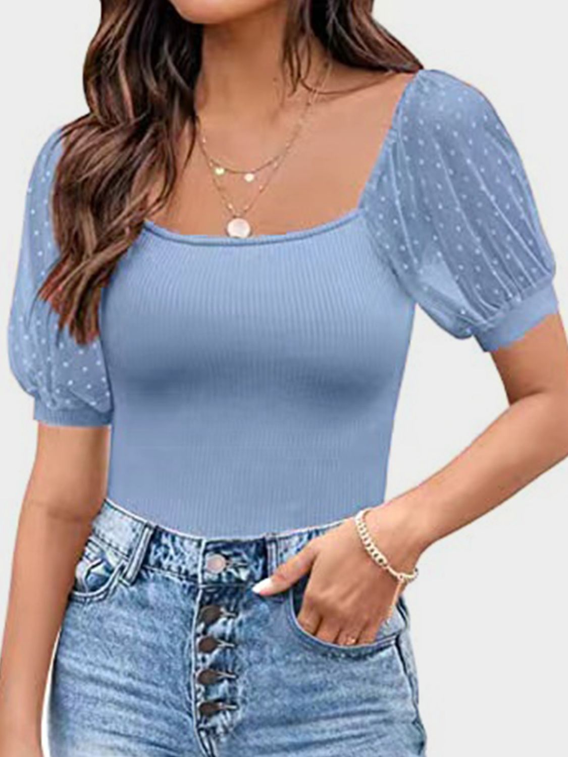 Agustina® | Short-sleeved T-shirt with a square neckline