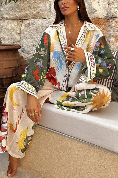 Guadalupe® | Lucille bohemian print shirt and trousers set