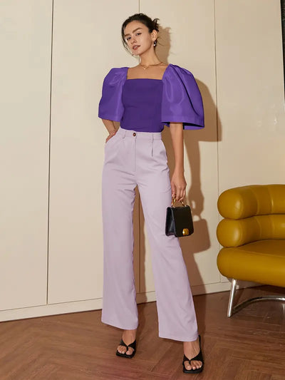 Ersilia® | Elegant Satin Blouse With Puff Sleeves