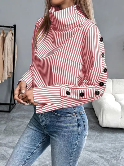 Celeste® | Striped Blouse With High Neck