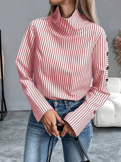 Celeste® | Striped Blouse With High Neck