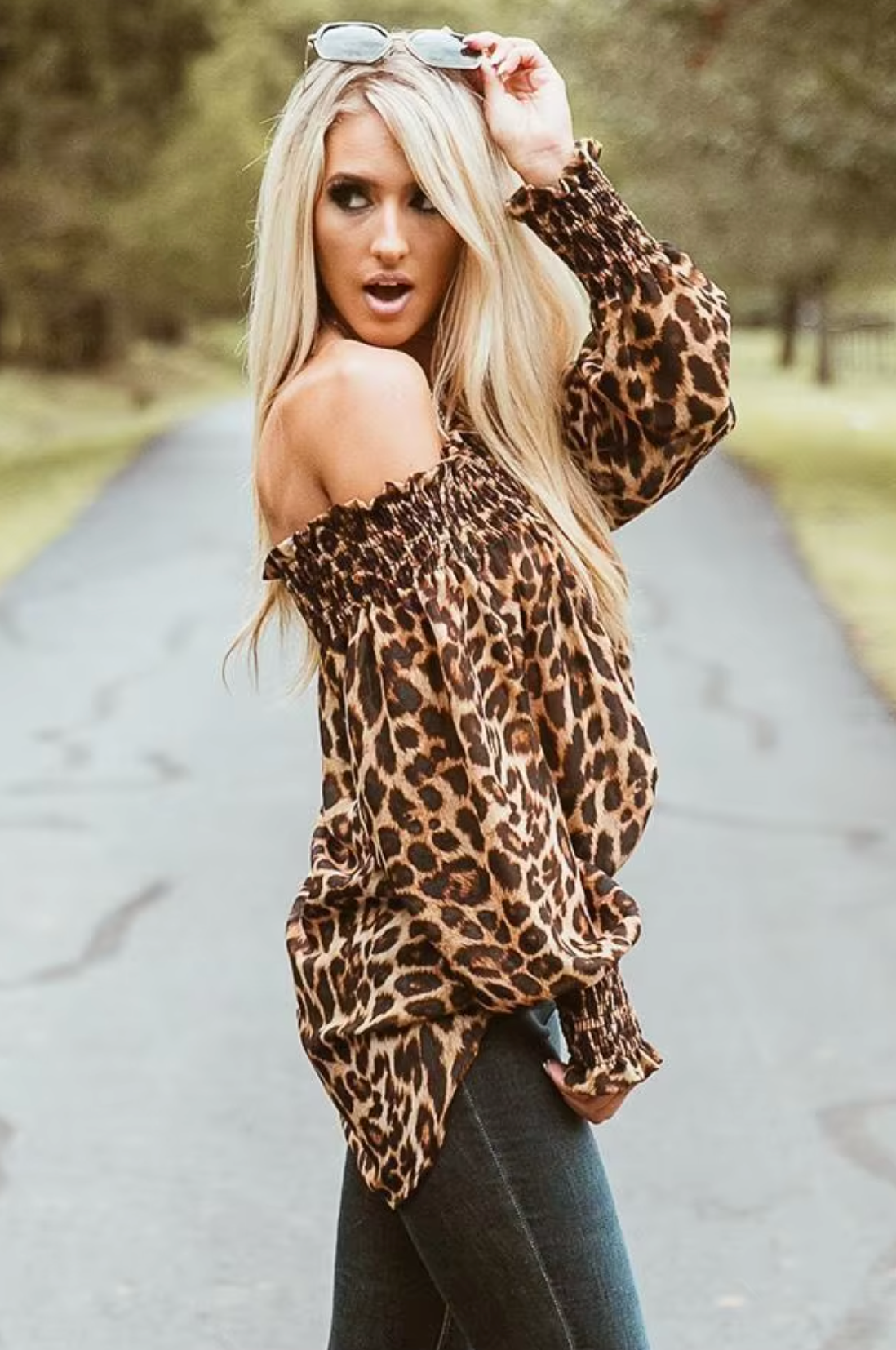 Alondra® | Leopard print long sleeve shirt