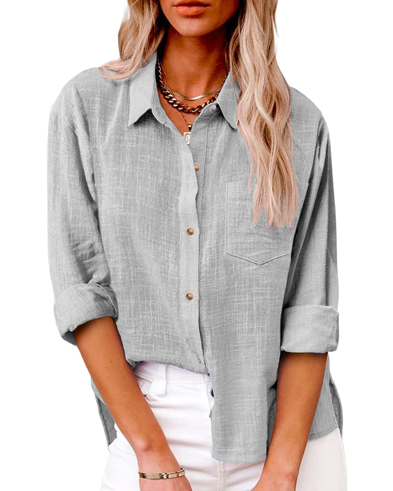 Aitana® | Elegant Long-Sleeved Shirt With Practical Chest Pockets