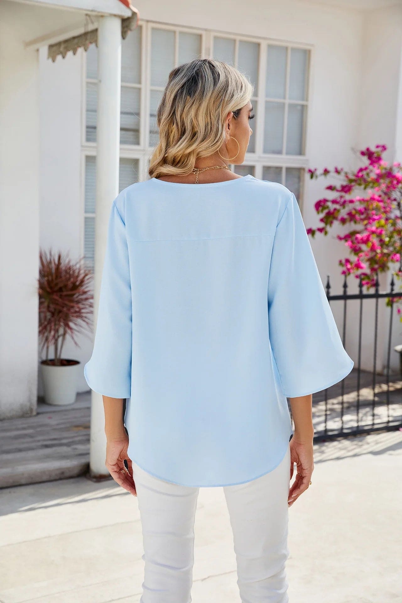 Amatista® | Women'S Blouse With Tulip Sleeves V-Neck