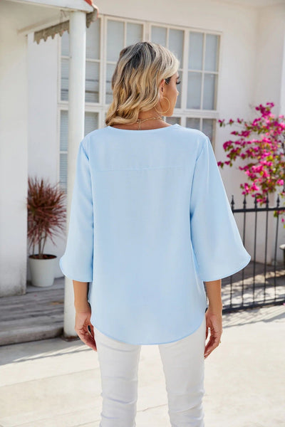 Amatista® | Women'S Blouse With Tulip Sleeves V-Neck