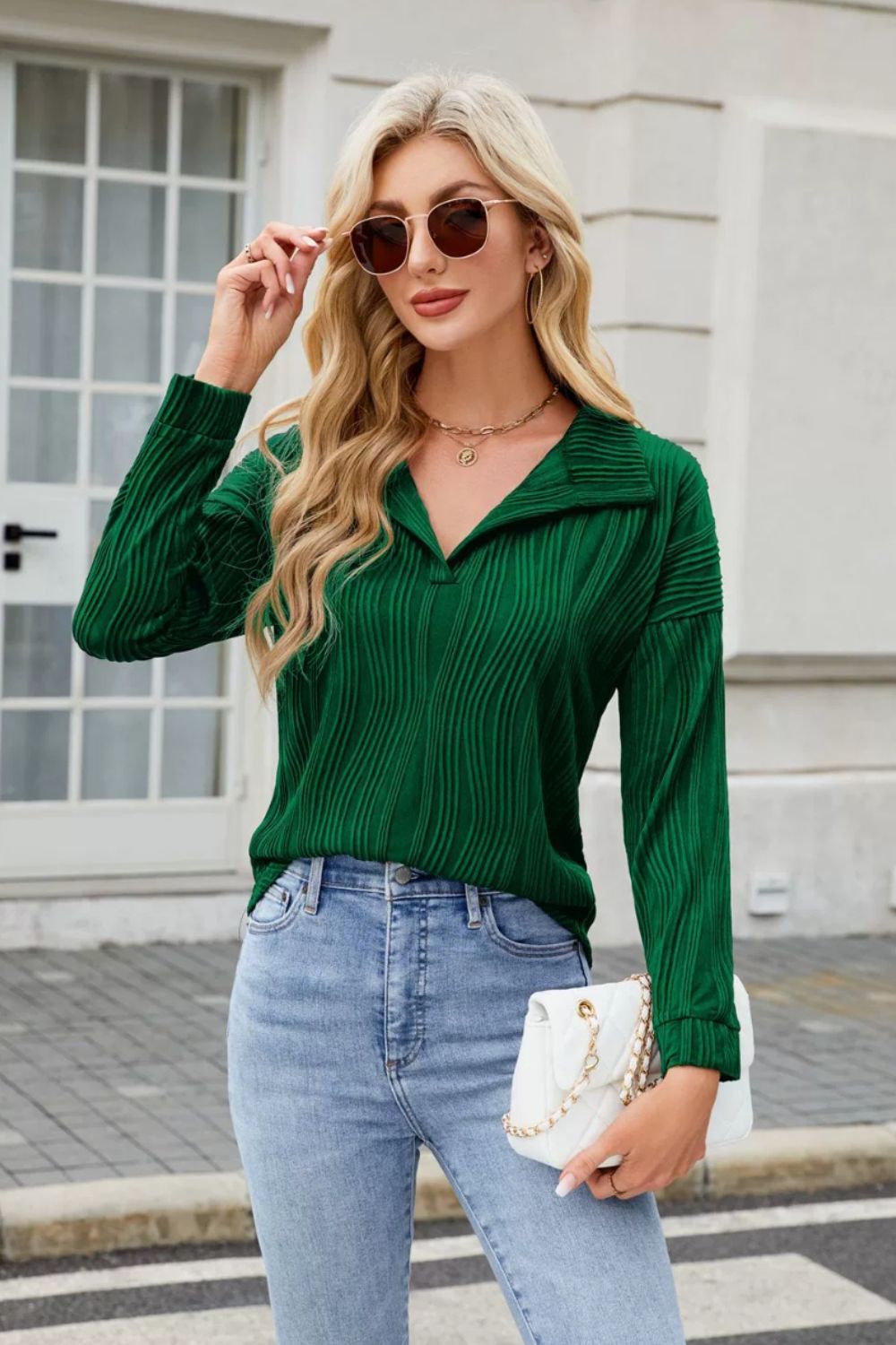 Ana® | Structured, long-sleeved blouse with a collar