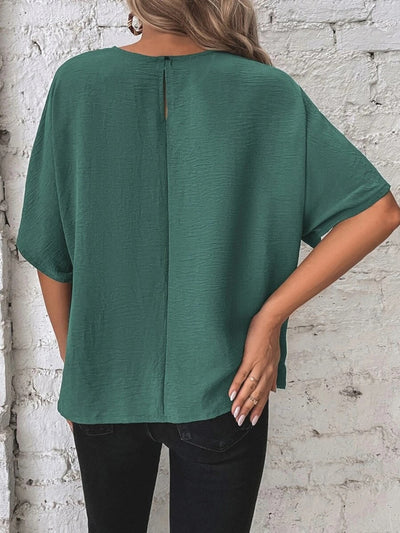 Alejandra® | Knotted, mid-length blouse with a round neckline